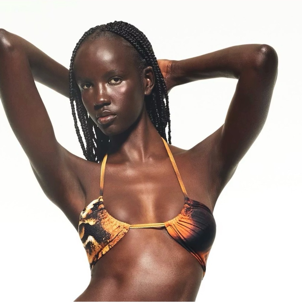 SKIMS Roberto Cavalli Bikini Top + hipster bottoms. Limited edition animal print